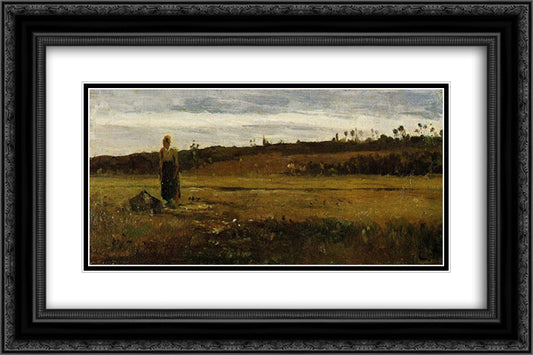 Landscape at Le Varenne Saint Hilaire 24x16 Black Ornate Wood Framed Art Print Poster with Double Matting by Pissarro, Camille