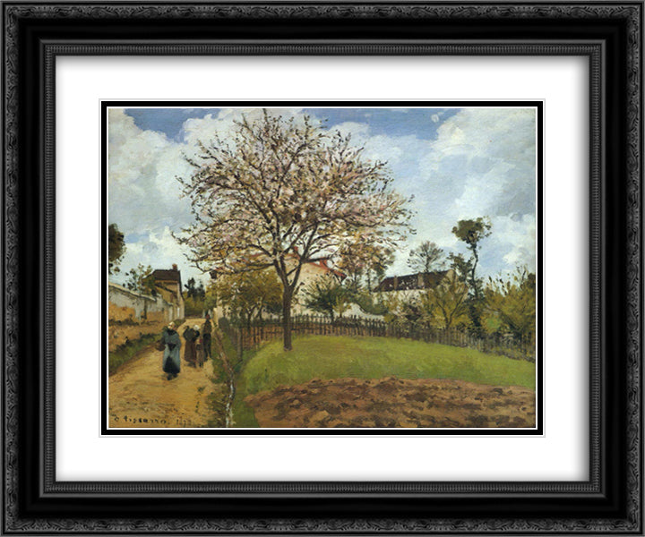 Landscape at Louveciennes 24x20 Black Ornate Wood Framed Art Print Poster with Double Matting by Pissarro, Camille