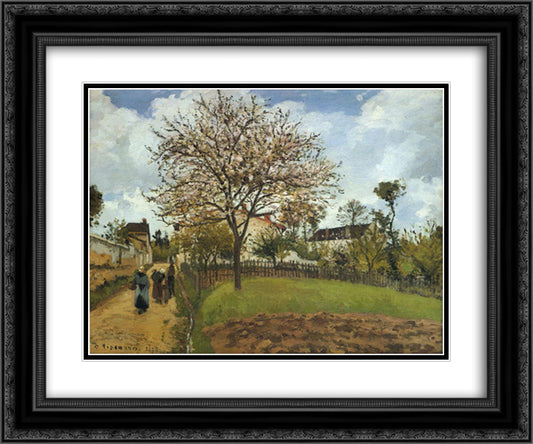 Landscape at Louveciennes 24x20 Black Ornate Wood Framed Art Print Poster with Double Matting by Pissarro, Camille