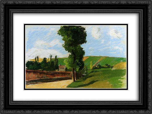 Landscape at Pontoise 2 24x18 Black Ornate Wood Framed Art Print Poster with Double Matting by Pissarro, Camille