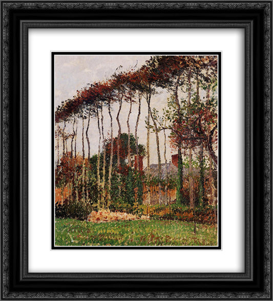 Landscape at Varengeville 20x22 Black Ornate Wood Framed Art Print Poster with Double Matting by Pissarro, Camille