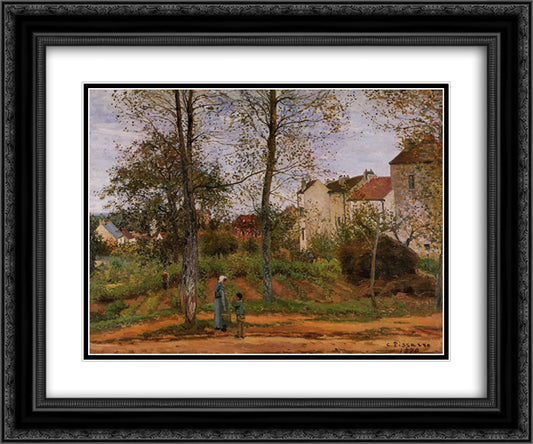 Landscape near Louveciennes 2 24x20 Black Ornate Wood Framed Art Print Poster with Double Matting by Pissarro, Camille