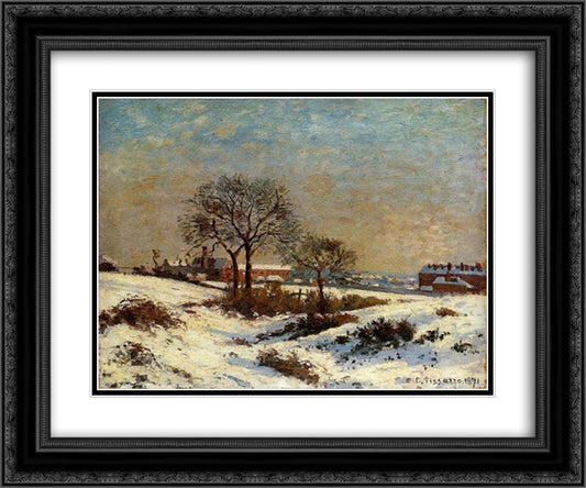 Landscape under Snow, Upper Norwood 24x20 Black Ornate Wood Framed Art Print Poster with Double Matting by Pissarro, Camille