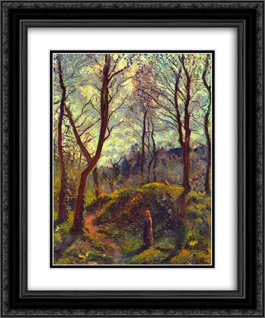 Landscape with Big Trees 20x24 Black Ornate Wood Framed Art Print Poster with Double Matting by Pissarro, Camille