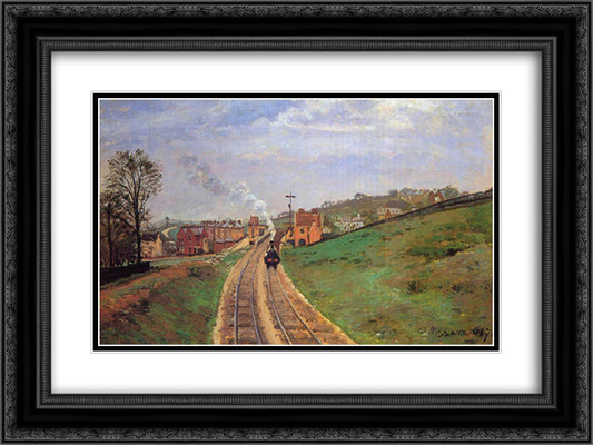 Lordship Lane Station, Dulwich 24x18 Black Ornate Wood Framed Art Print Poster with Double Matting by Pissarro, Camille