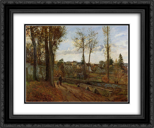 Louveciennes 24x20 Black Ornate Wood Framed Art Print Poster with Double Matting by Pissarro, Camille