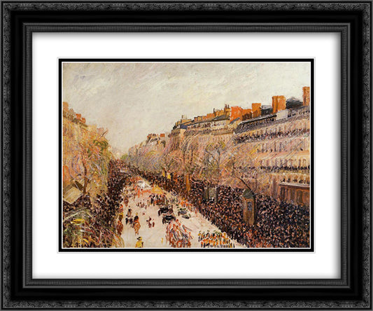 Mardi Gras on the Boulevards 24x20 Black Ornate Wood Framed Art Print Poster with Double Matting by Pissarro, Camille