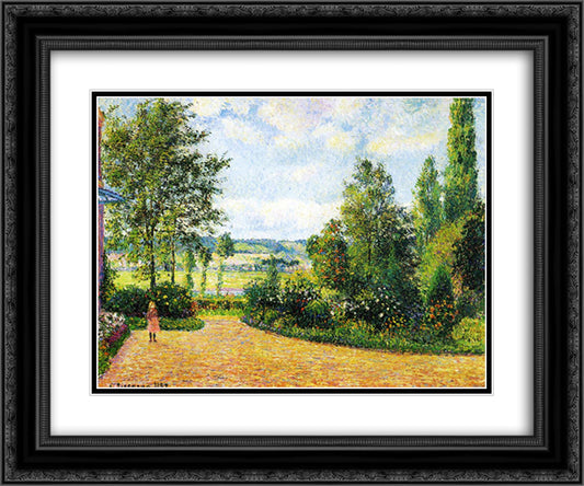 Mirbeau's Garden, the Terrace 24x20 Black Ornate Wood Framed Art Print Poster with Double Matting by Pissarro, Camille