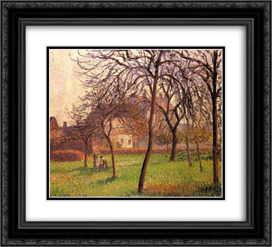 Mother Lucien s Field at Eragny 22x20 Black Ornate Wood Framed Art Print Poster with Double Matting by Pissarro, Camille
