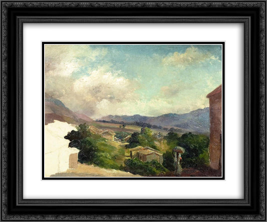 Mountain Landscape at Saint Thomas, Antilles (unfinished) 24x20 Black Ornate Wood Framed Art Print Poster with Double Matting by Pissarro, Camille