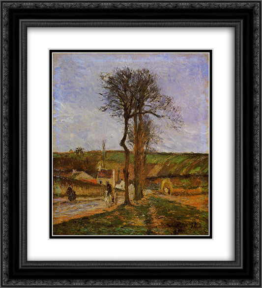 Near Pointoise 20x22 Black Ornate Wood Framed Art Print Poster with Double Matting by Pissarro, Camille