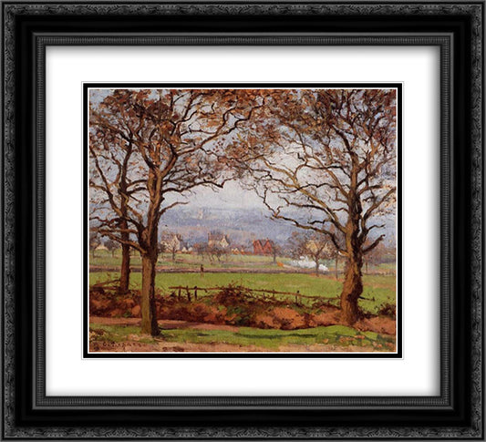 Near Sydenham Hill, Looking towards Lower Norwood 22x20 Black Ornate Wood Framed Art Print Poster with Double Matting by Pissarro, Camille