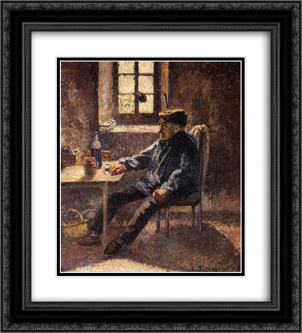 Old Wingrower in Moret 20x22 Black Ornate Wood Framed Art Print Poster with Double Matting by Pissarro, Camille