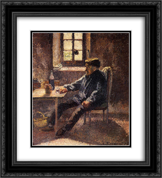 Old Wingrower in Moret 20x22 Black Ornate Wood Framed Art Print Poster with Double Matting by Pissarro, Camille