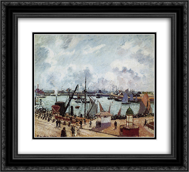 Outer harbour of Le Havre 22x20 Black Ornate Wood Framed Art Print Poster with Double Matting by Pissarro, Camille