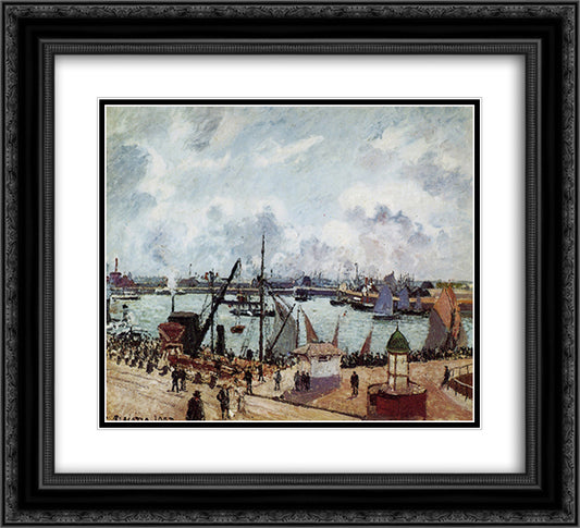 Outer harbour of Le Havre 22x20 Black Ornate Wood Framed Art Print Poster with Double Matting by Pissarro, Camille