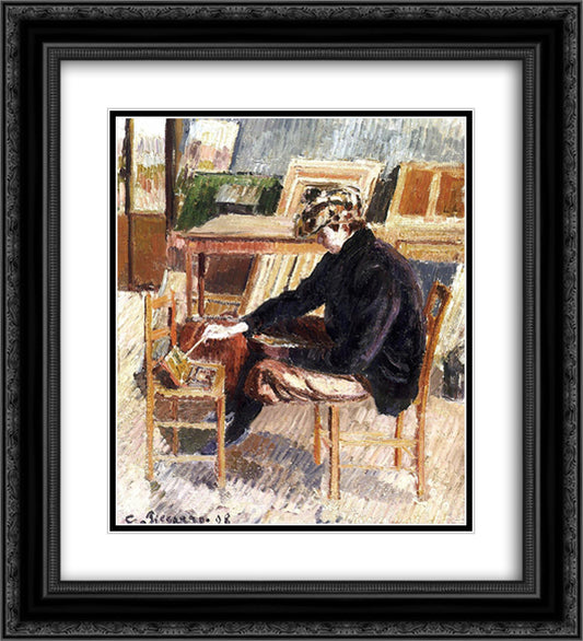 Paul, Study 20x22 Black Ornate Wood Framed Art Print Poster with Double Matting by Pissarro, Camille