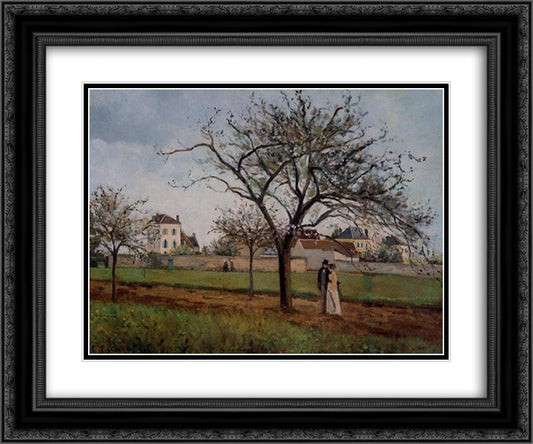 Pere Gallien's House at Pontoise 24x20 Black Ornate Wood Framed Art Print Poster with Double Matting by Pissarro, Camille