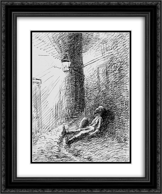Poor John 20x24 Black Ornate Wood Framed Art Print Poster with Double Matting by Pissarro, Camille