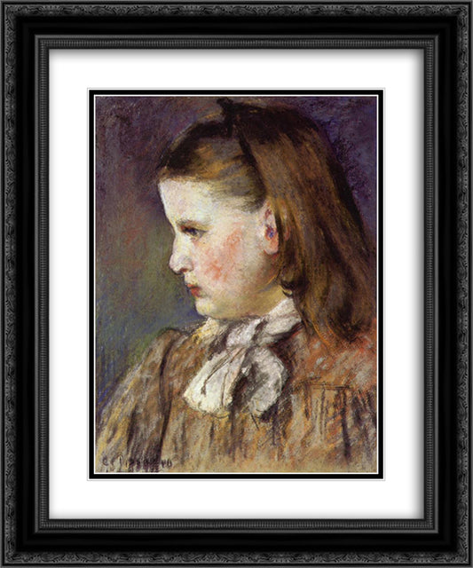 Portrait of Eugenie Estruc 20x24 Black Ornate Wood Framed Art Print Poster with Double Matting by Pissarro, Camille