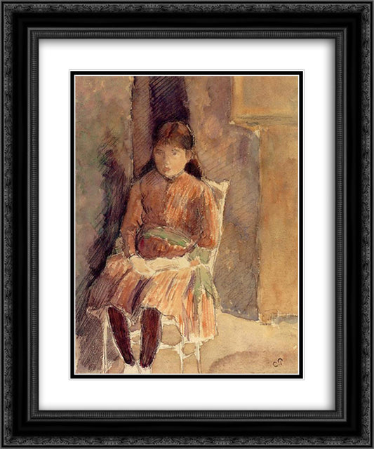 Portrait of Jeanne, the Artist's Daughter 20x24 Black Ornate Wood Framed Art Print Poster with Double Matting by Pissarro, Camille