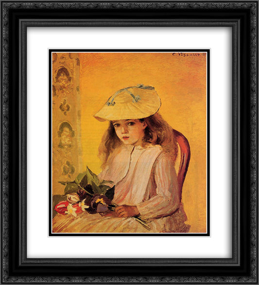Portrait of Jeanne 20x22 Black Ornate Wood Framed Art Print Poster with Double Matting by Pissarro, Camille