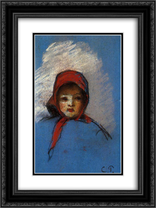 Portrait of Jeanne Rachel (Minette) 18x24 Black Ornate Wood Framed Art Print Poster with Double Matting by Pissarro, Camille