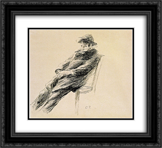 Portrait of Ludovic Rodo Pissarro 22x20 Black Ornate Wood Framed Art Print Poster with Double Matting by Pissarro, Camille
