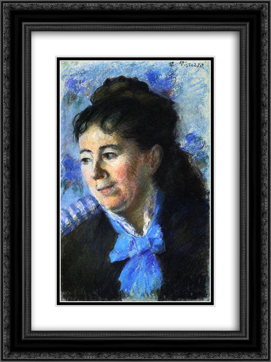 Portrait of Madame Felicie Vellay Estruc 18x24 Black Ornate Wood Framed Art Print Poster with Double Matting by Pissarro, Camille