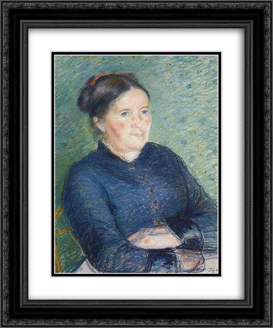 Portrait of Madame Pissarro 20x24 Black Ornate Wood Framed Art Print Poster with Double Matting by Pissarro, Camille
