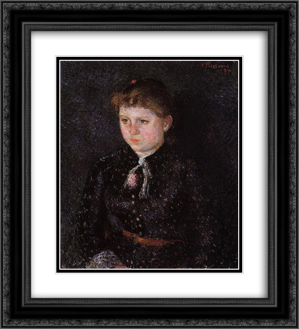 Portrait of Nini 20x22 Black Ornate Wood Framed Art Print Poster with Double Matting by Pissarro, Camille