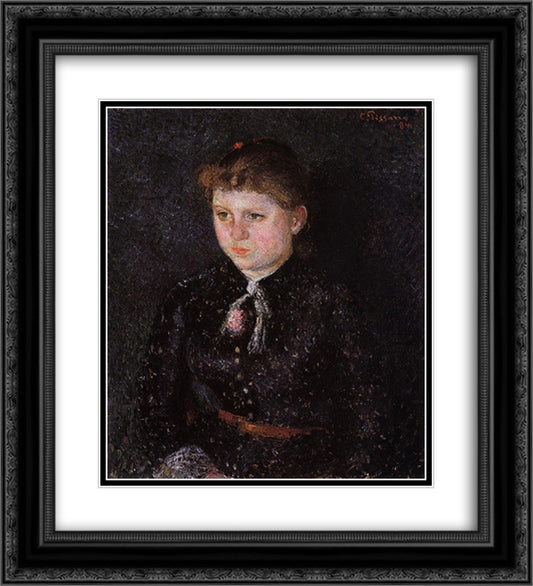 Portrait of Nini 20x22 Black Ornate Wood Framed Art Print Poster with Double Matting by Pissarro, Camille