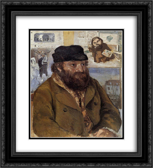 Portrait of Paul Cezanne 20x22 Black Ornate Wood Framed Art Print Poster with Double Matting by Pissarro, Camille