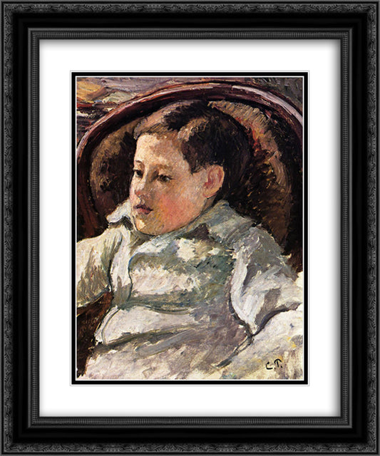 Portrait of Paulemile 20x24 Black Ornate Wood Framed Art Print Poster with Double Matting by Pissarro, Camille