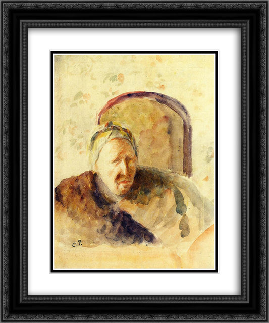 Portrait of the Artist's Mother 20x24 Black Ornate Wood Framed Art Print Poster with Double Matting by Pissarro, Camille