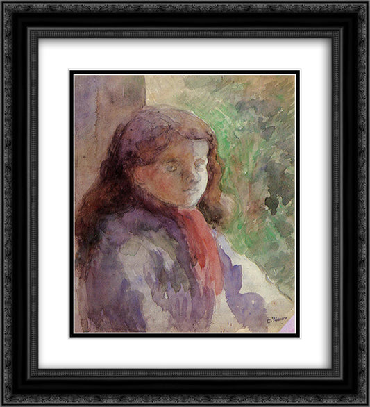 Portrait of the Artist's Son, Ludovic Rudolphe 20x22 Black Ornate Wood Framed Art Print Poster with Double Matting by Pissarro, Camille