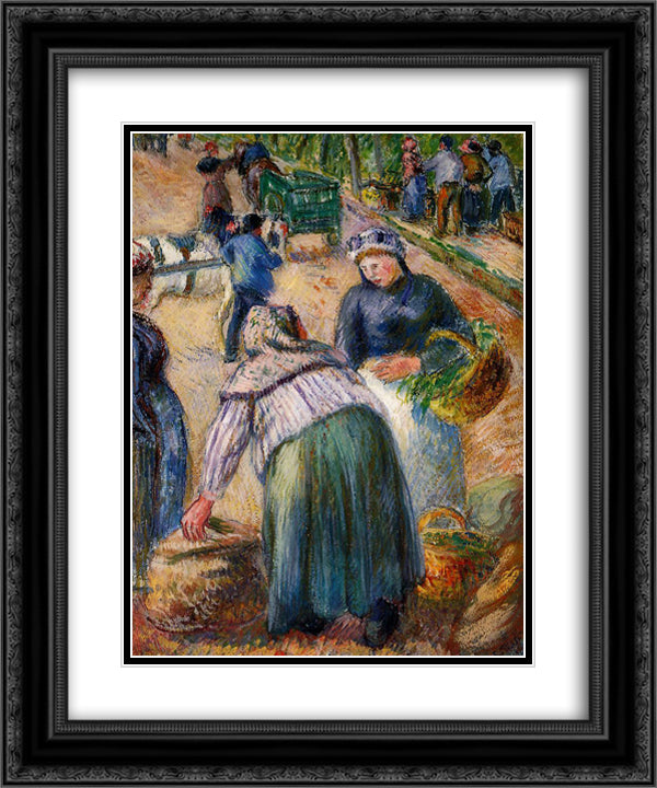 Potato Market, Boulevard des Fosses, Pontoise 20x24 Black Ornate Wood Framed Art Print Poster with Double Matting by Pissarro, Camille