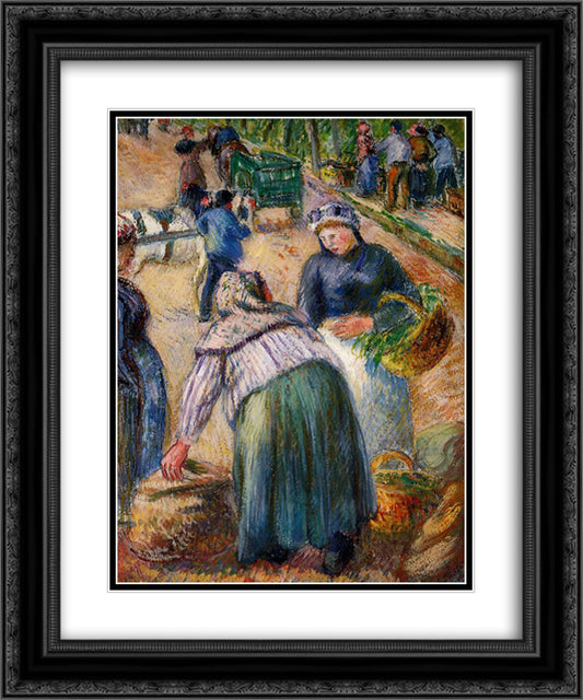 Potato Market, Boulevard des Fosses, Pontoise 20x24 Black Ornate Wood Framed Art Print Poster with Double Matting by Pissarro, Camille