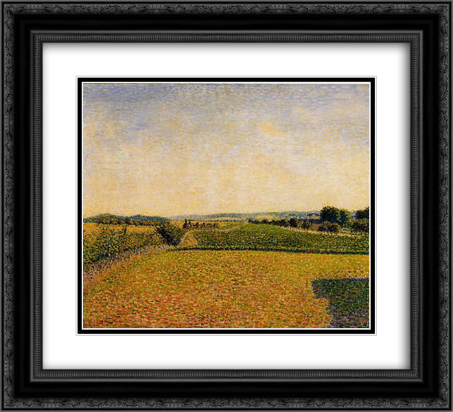 Railroad to Dieppe 22x20 Black Ornate Wood Framed Art Print Poster with Double Matting by Pissarro, Camille