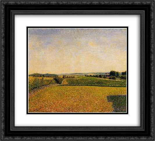 Railroad to Dieppe 22x20 Black Ornate Wood Framed Art Print Poster with Double Matting by Pissarro, Camille