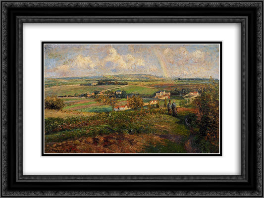 Rainbow, Pontoise 24x18 Black Ornate Wood Framed Art Print Poster with Double Matting by Pissarro, Camille