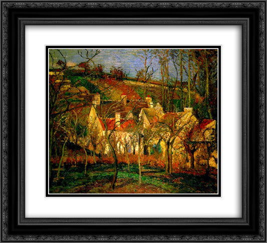 Red Roofs, Corner of a Village, Winter 22x20 Black Ornate Wood Framed Art Print Poster with Double Matting by Pissarro, Camille