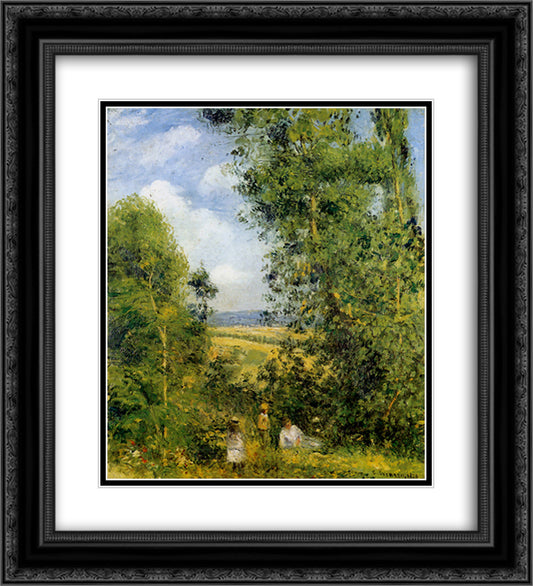 Resting in the woods Pontoise 20x22 Black Ornate Wood Framed Art Print Poster with Double Matting by Pissarro, Camille