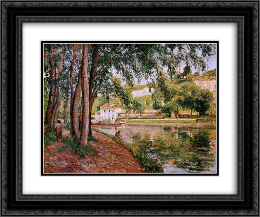 Road along the Loing canal 24x20 Black Ornate Wood Framed Art Print Poster with Double Matting by Pissarro, Camille