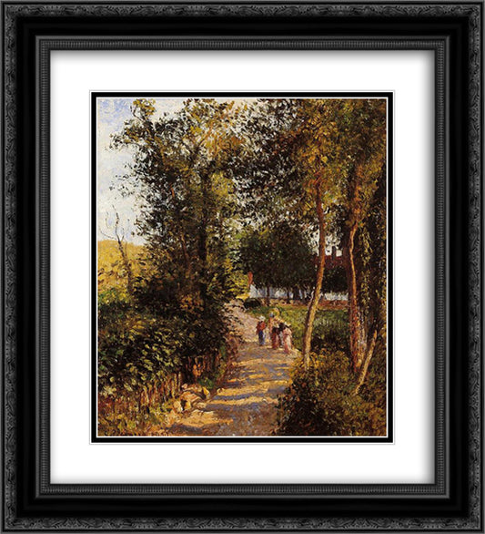 Road to Berneval-le-Petit 20x22 Black Ornate Wood Framed Art Print Poster with Double Matting by Pissarro, Camille