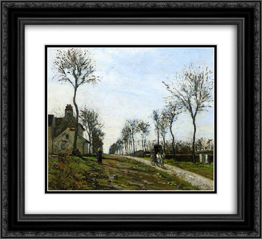 Road to Louveciennes 22x20 Black Ornate Wood Framed Art Print Poster with Double Matting by Pissarro, Camille