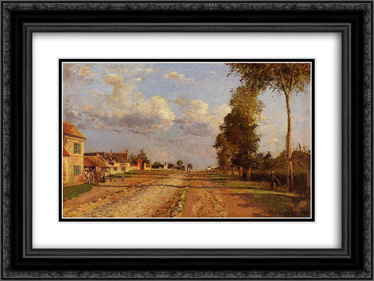 Road to Racquencourt 24x18 Black Ornate Wood Framed Art Print Poster with Double Matting by Pissarro, Camille