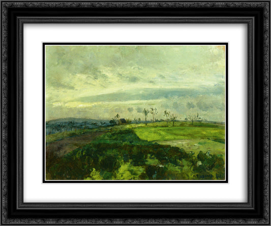 Rolling Landscape in Winter 24x20 Black Ornate Wood Framed Art Print Poster with Double Matting by Pissarro, Camille