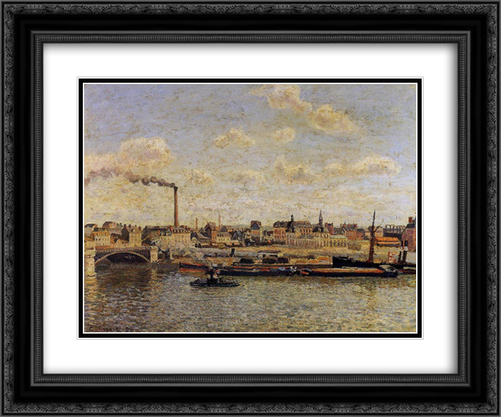 Rouen, Saint Sever, Afternoon 24x20 Black Ornate Wood Framed Art Print Poster with Double Matting by Pissarro, Camille