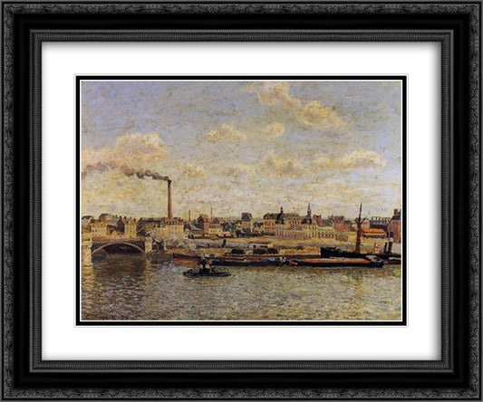 Rouen, Saint Sever, Afternoon 24x20 Black Ornate Wood Framed Art Print Poster with Double Matting by Pissarro, Camille